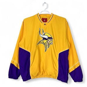 Vintage 90s Minnesota Vikings G-III NFL Pullover Jacket Yellow Purple L